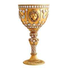 Wall Mural - A regal golden goblet encrusted with diamonds, featuring intricate lion motifs and ornate carvings. A true symbol of luxury and power.