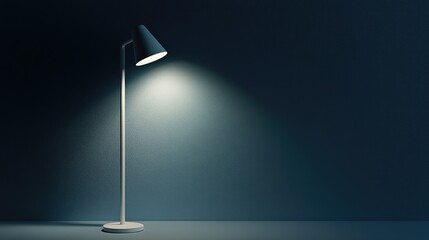 Canvas Print - A small, modern reading lamp casting light onto a dark bedroom wall.
