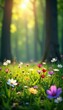 © sawaratch - Sunlight dapples spring wildflowers at forest edge , photo, green