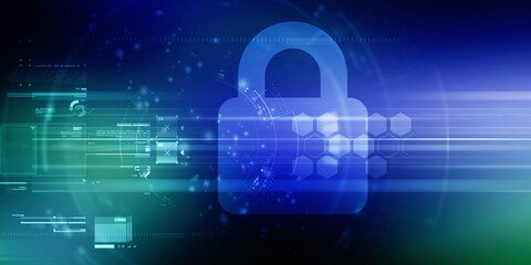 2d illustration Safety concept: Closed Padlock on digital background
