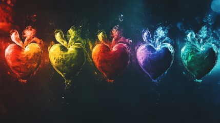 Poster - A series of heart waveforms depicted in different colors, symbolizing various emotional states, displayed on a dark background for a striking contrast