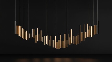Aufkleber - A sleek candlestick chart in metallic colors showcasing stock market fluctuations, set against a dark background with soft lighting for an upscale feel