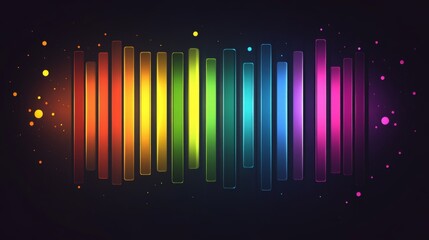 Leinwandbilder - A stacked column graph with bright colors and transparent effects, set on a dark background with glowing highlights for a modern visual impact