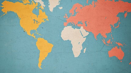  World map depicting continents and regions educational content colorful design global overview