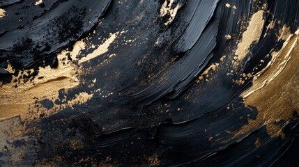 Poster - A textured abstract background with metallic gold and black brushstrokes, creating a luxurious feel with rich details and shine