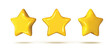 © Real Vector - 3d realistic vector icon. Yellow cartoon style shiny star in front view and side view. Isolated.