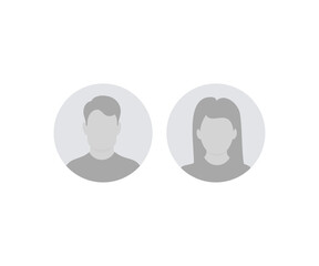 Poster - Male and female face silhouette or icon. Man and Woman face silhouette. Circle button with avatar photo silhouette vector design and illustration.

