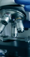 Wall Mural - comprehensive detailed view showing a microscopes objective lenses within wellequipped laboratory se