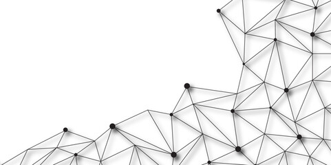 Leinwandbilder - Abstract geometric background with connecting dots and lines with low poly triangle shapes. Polygonal Mesh Background Vector design digital technology concept Global network connection data structure.