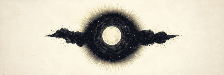 captivating galaxy themed radial engraving featuring central moon surrounded by dark clouds and radi