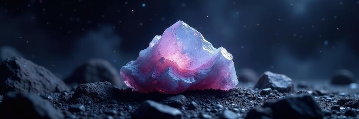 cosmic rock salt crystal suspended in blackness of outer space, cosmos, galaxy