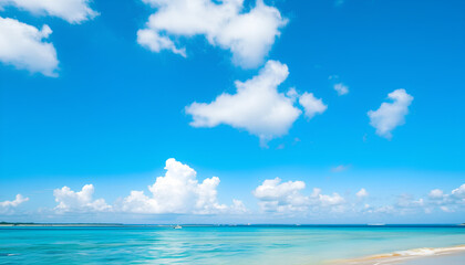 Aufkleber - blue sky and white clouds on the sea.