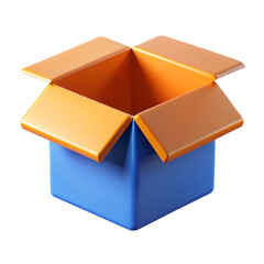 Colourful opened box isolated with transparent background