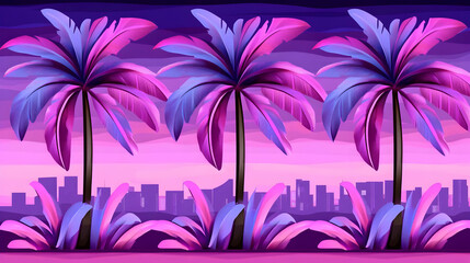 Sticker - Pink palm trees sunset city