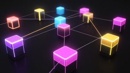 Wall Mural - colorful conceptual blend of blockchain pillars in abstract design