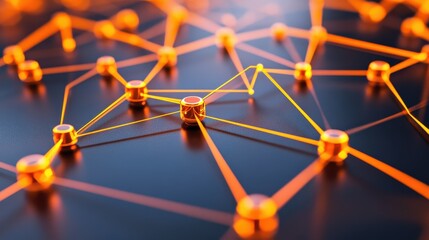 Wall Mural - futuristic network visualization with nodes and connections