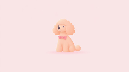 Poster - Poodle illustration, A fluffy poodle with a bowtie illustrated in a flat style, high fidelity version for stock image use.