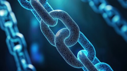 Wall Mural - Magnified Glowing Chain Pattern Representing Blockchain Technology