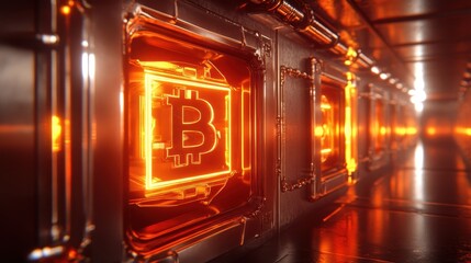 Wall Mural - Transparent Glowing Chains Representing Blockchain Technology Concept