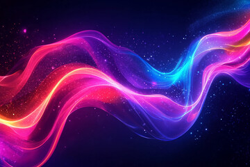 Wall Mural - 3d render, abstract background with wavy lines in neon purple and pink colors made ai generative