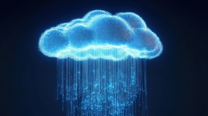 Wall Mural - dramatic digital artwork of glowing cloud with string lights