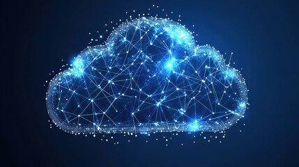 Wall Mural - Futuristic Hologram of Interconnected Virtual Cloud Technology