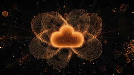 Wall Mural - Glowing Lines Representing Data Flow in Abstract Digital Visualization