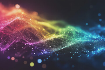 Wall Mural - A beautiful Abstract digital technology background with colorful network connection lines.