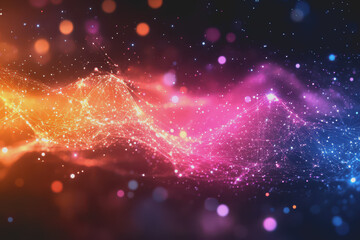 Wall Mural - A beautiful Abstract digital technology background with colorful network connection lines.