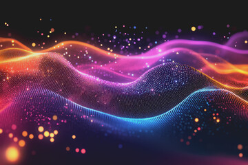 Wall Mural - A beautiful Abstract digital technology background with colorful network connection lines.