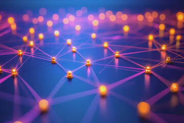Wall Mural - A beautiful Abstract digital technology background with colorful network connection lines.