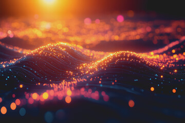 Wall Mural - A beautiful Abstract digital technology background with colorful network connection lines.