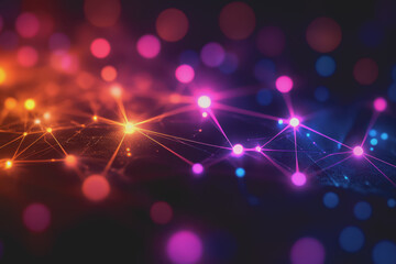 Wall Mural - A beautiful Abstract digital technology background with colorful network connection lines.