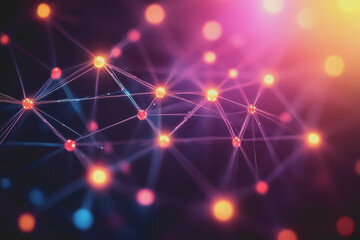 Wall Mural - A beautiful Abstract digital technology background with colorful network connection lines.