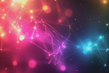 Wall Mural - A beautiful Abstract digital technology background with colorful network connection lines.