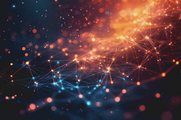 Wall Mural - A beautiful Abstract digital technology background with colorful network connection lines.