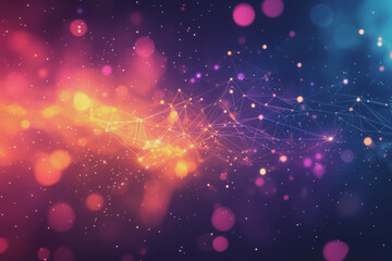 Wall Mural - A beautiful Abstract digital technology background with colorful network connection lines.