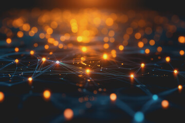 Wall Mural - A beautiful Abstract digital technology background with colorful network connection lines.