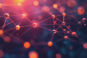 Wall Mural - A beautiful Abstract digital technology background with colorful network connection lines.