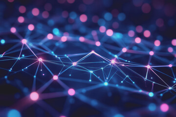 Wall Mural - A beautiful Abstract digital technology background with colorful network connection lines.