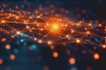 Wall Mural - A beautiful Abstract digital technology background with colorful network connection lines.