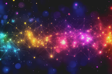 Wall Mural - A beautiful Abstract digital technology background with colorful network connection lines.