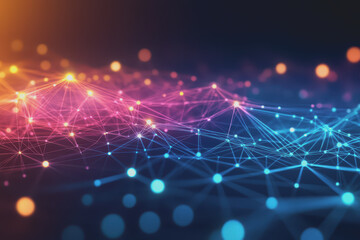 Wall Mural - A beautiful Abstract digital technology background with colorful network connection lines.