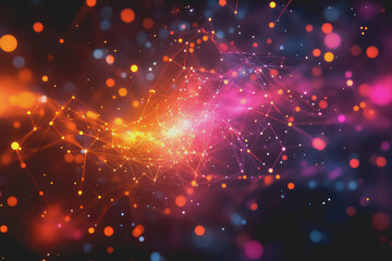 Wall Mural - A beautiful Abstract digital technology background with colorful network connection lines.