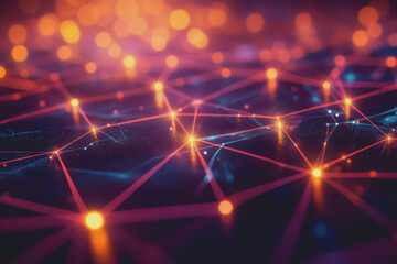 Wall Mural - A beautiful Abstract digital technology background with colorful network connection lines.
