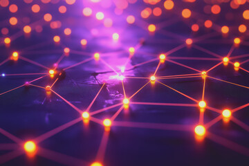 Wall Mural - A beautiful Abstract digital technology background with colorful network connection lines.