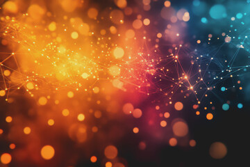 Wall Mural - A beautiful Abstract digital technology background with colorful network connection lines.