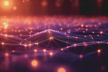 Wall Mural - A beautiful Abstract digital technology background with colorful network connection lines.