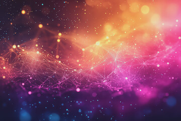 Wall Mural - A beautiful Abstract digital technology background with colorful network connection lines.