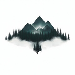 Misty mountain forest landscape, nature